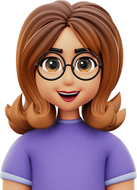 3D Avatar Woman with Purple Shirt Character