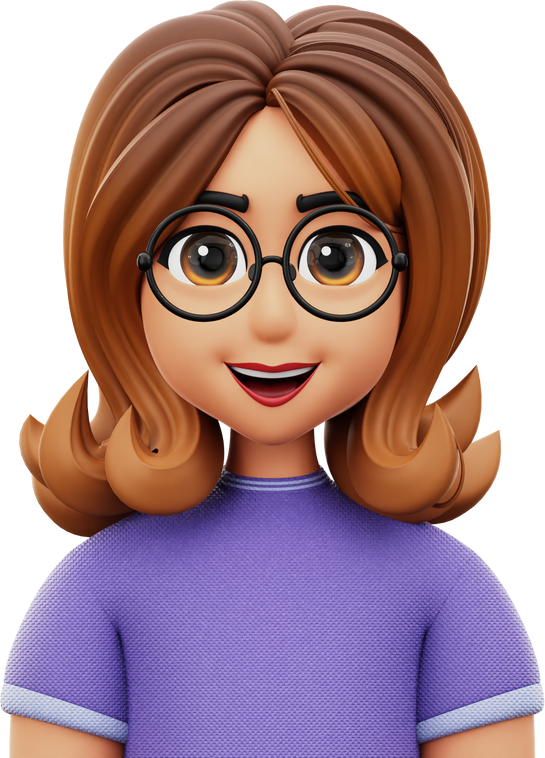 3D Avatar Woman with Purple Shirt Character